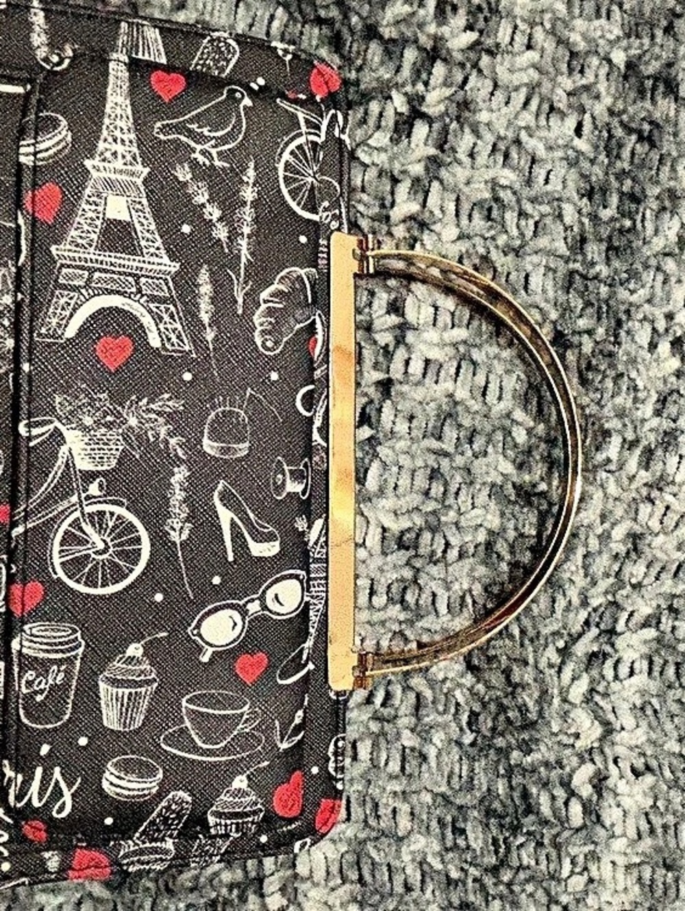 Paris Print Wallet Clutch in Black & Red